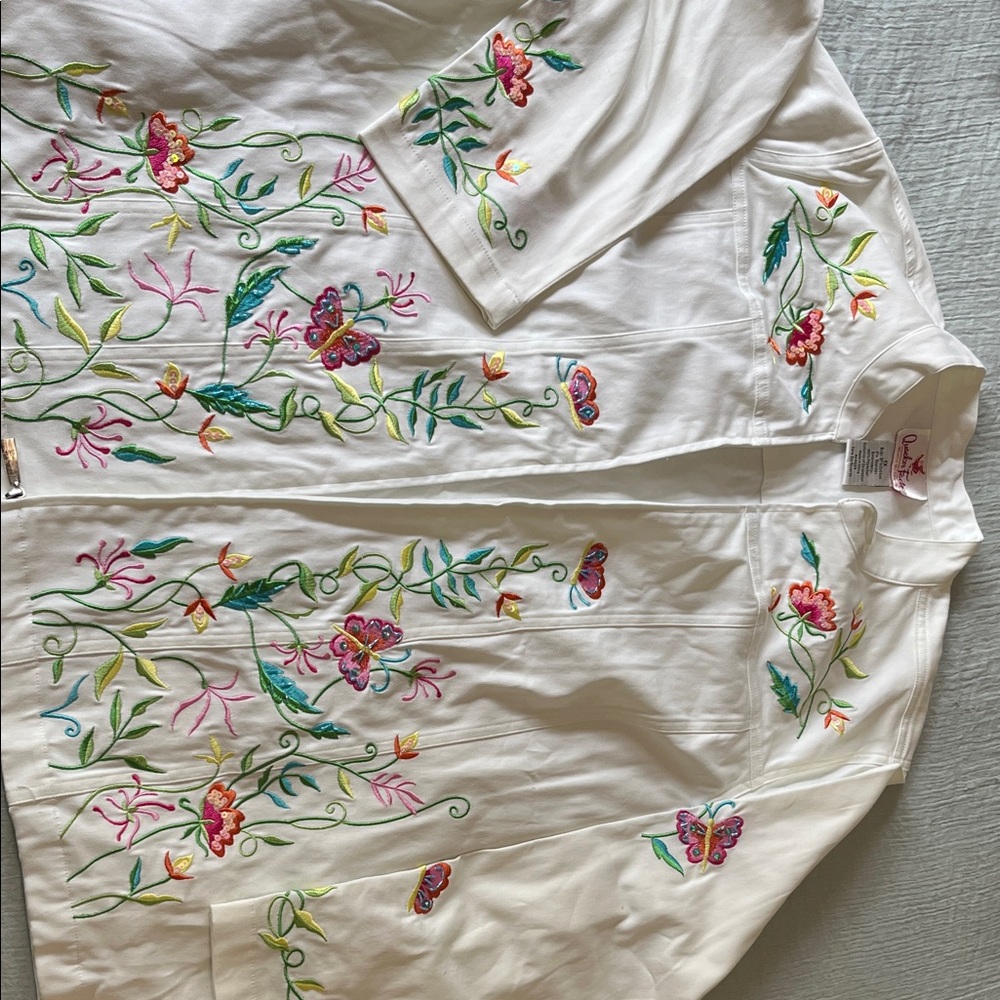 Embroidered Floral White Jacket